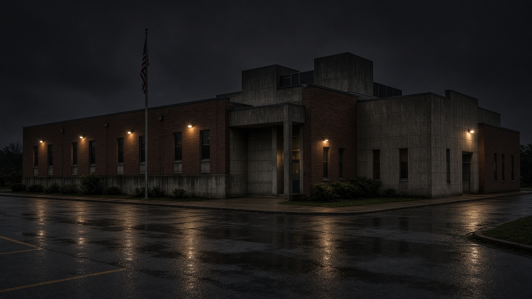 Washington County Jail area at night in Marietta, Ohio where 24 hour bail bonds are posted
